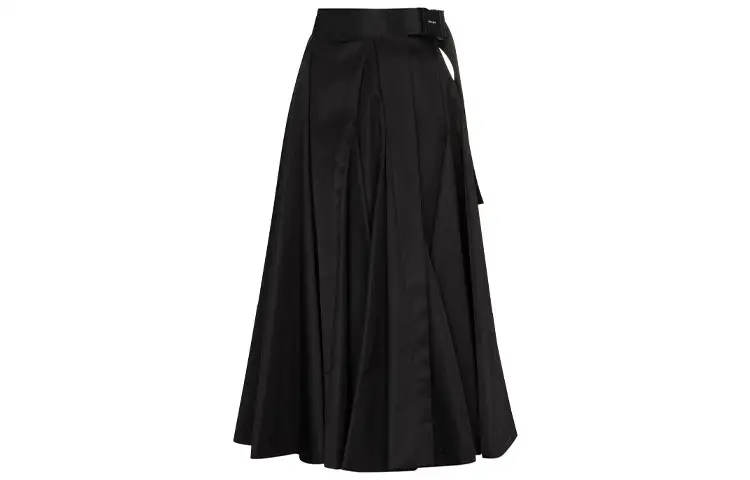 PRADA Solid Color Long Skirt Women's Black