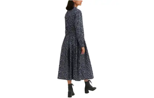 UNIQLO Long Sleeved Dresses Women's Sea Blue Moderate Long