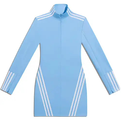 Adidas Originals Ivy Park Full Zip Latex Dress Long Sleeved Dress Women's Light Blue/White