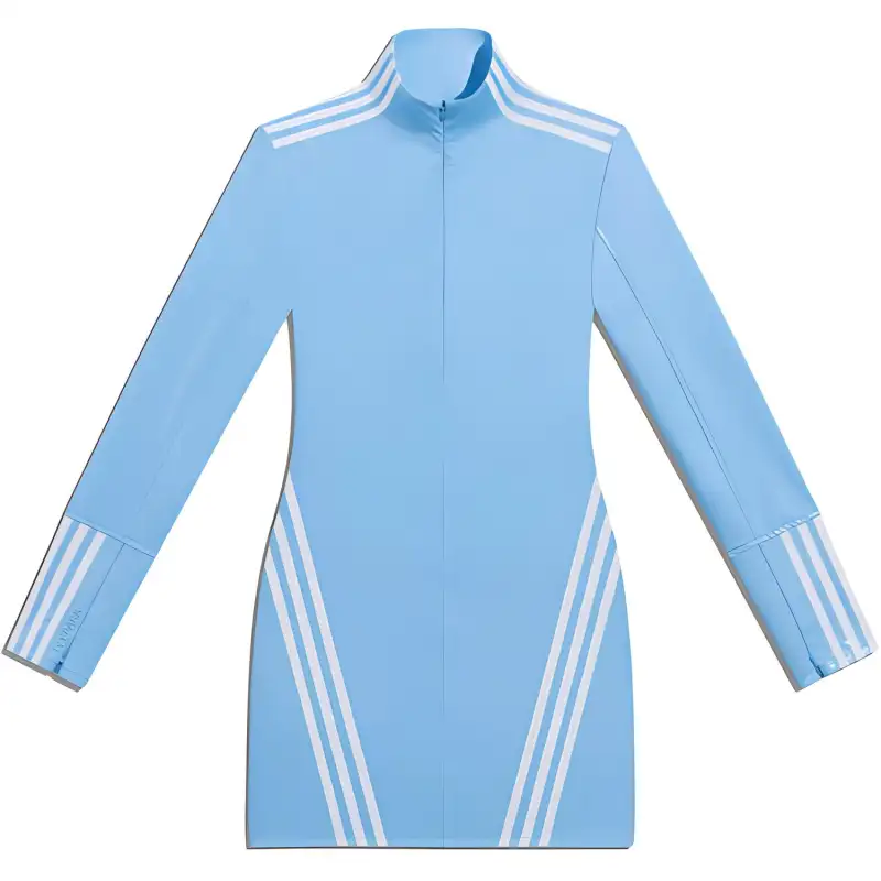 Adidas Originals Ivy Park Full Zip Latex Dress Long Sleeved Dress Women's Light Blue/White
