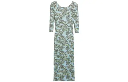 Adidas Originals JEREMY SCOTT MONEY PRINT Long Sleeved Dress Women's Blue