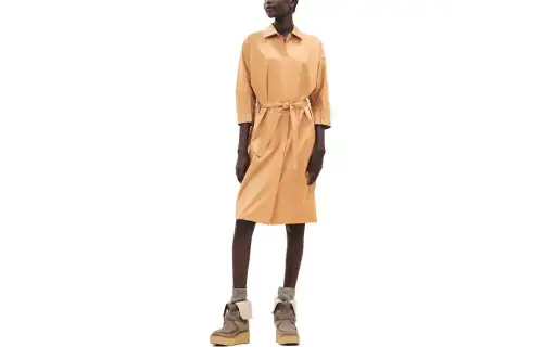 HERMES Long Sleeved Dresses Women's Brass Lapel Moderate Short