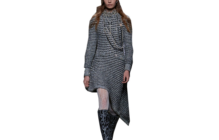 CHANEL 23 Fall Winter Long Sleeved Dress Women's Multicolor