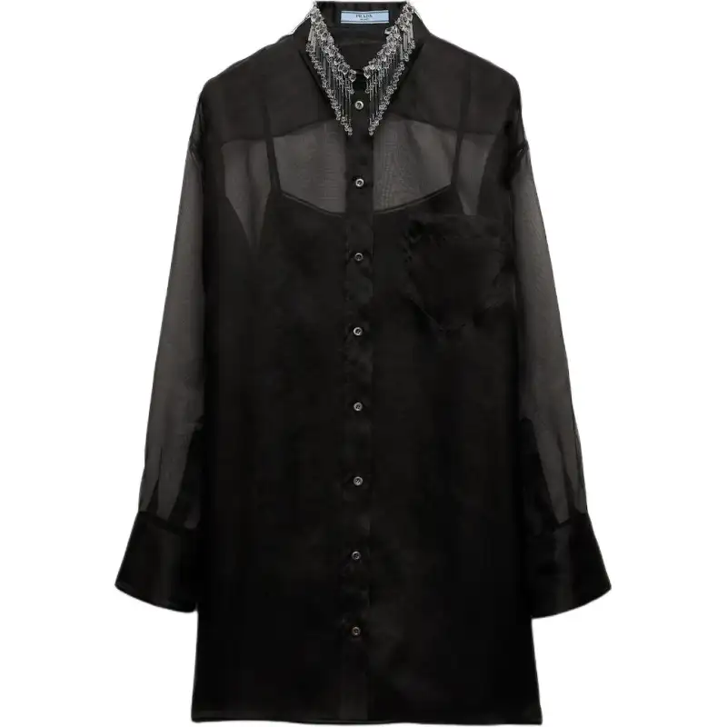 PRADA FW24 Long Sleeved Dress Women's Black