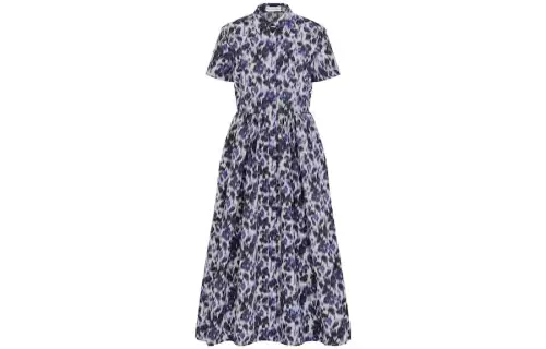 DIOR Flared Shirt Dress Short Sleeved Dress Women's Dark Blue