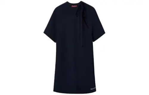 GUCCI SS24 Short Sleeved Dress Women's Dark Blue