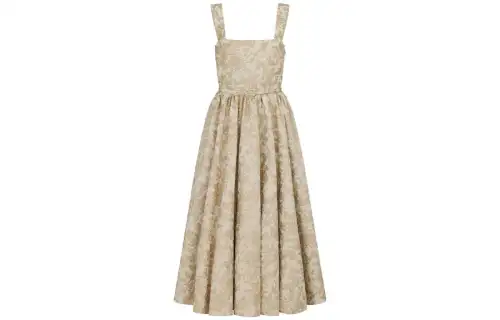 DIOR Mid Length Belted Dress Slip Dress Women's Gold