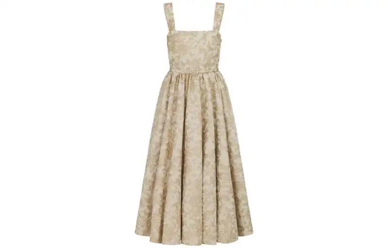 DIOR Mid Length Belted Dress Slip Dress Women's Gold