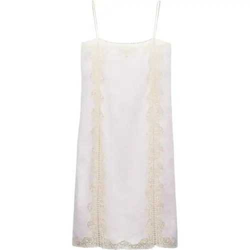 PRADA Lace trimmed Linen Midi Dress