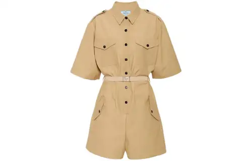 Prada Short-Sleeved Belted Jumpsuit