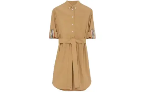 Burberry Short Sleeved Dress Women's Camel