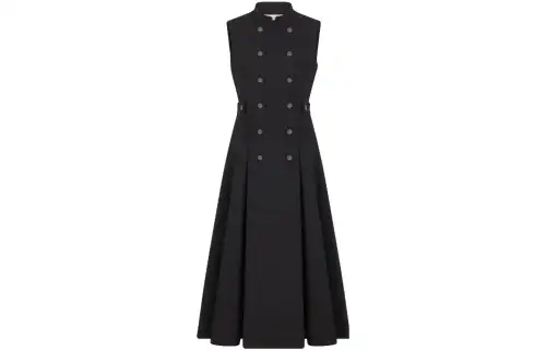 DIOR Sleeveless Dresses Women's Black Crew Neck Moderate Mid Length