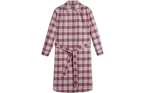Burberry Long Sleeved Dresses Women's Pink Shirt Collar Moderate Mid Length