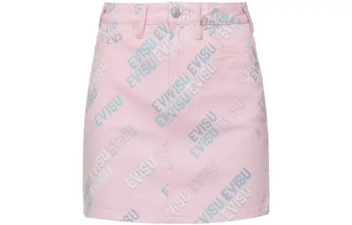 EVISU Casual Short Skirts Women's Light Pink Moderate Short A Line Skirt