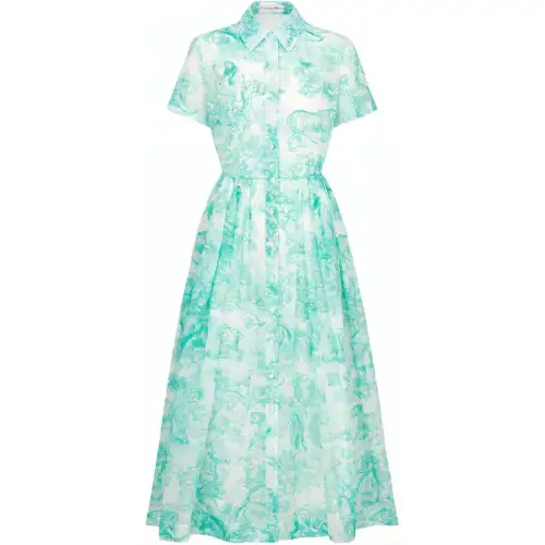 DIOR Short Sleeved Dress Women's Sea Blue