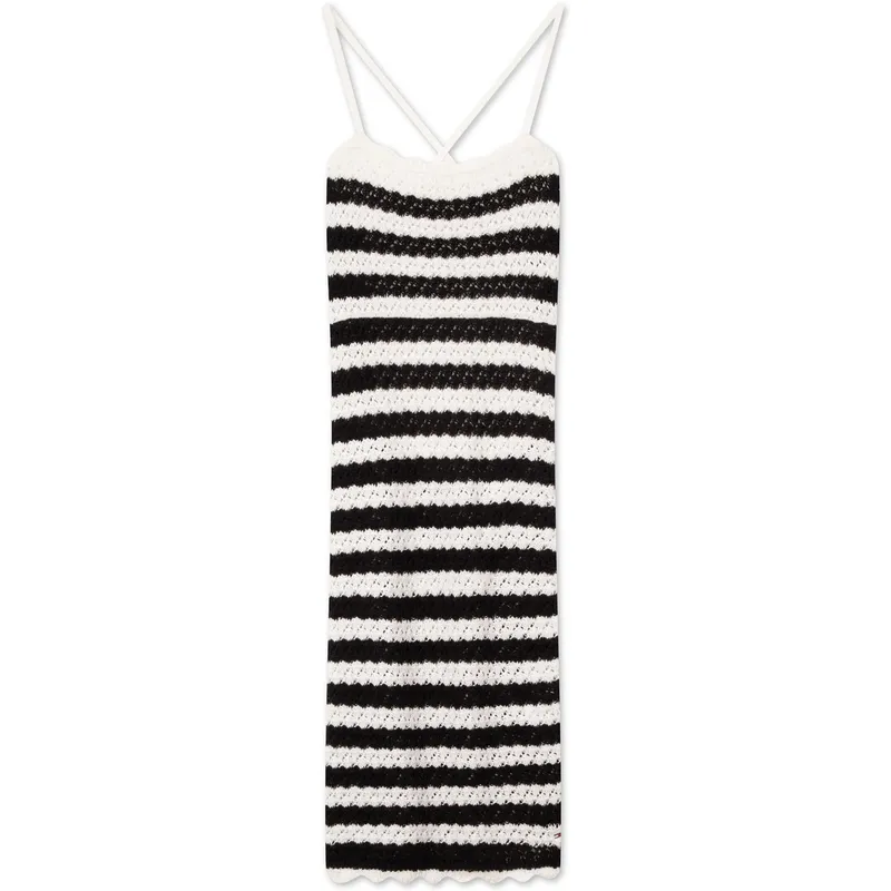 Tommy Hilfiger Slip Dress Women's Black White Stripes