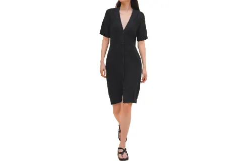 HERMES Short Sleeved Dress Women's Black