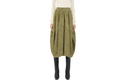 Bottega Veneta SS24 Casual Long Skirt Women's Laurel Leaf
