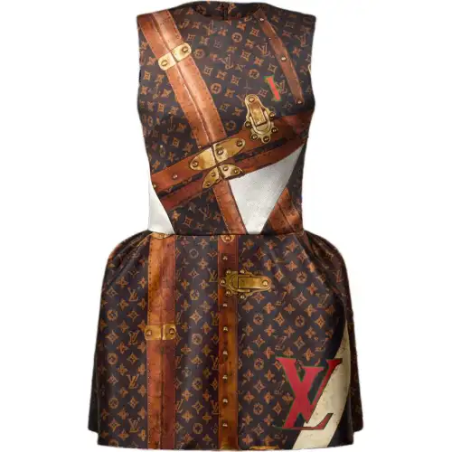 LOUIS VUITTON Lv Trunk Pleat Dress
