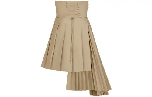 DIOR Quarterly New Products Casual Long Skirts Women's Beige Moderate Short Pleated Skirt