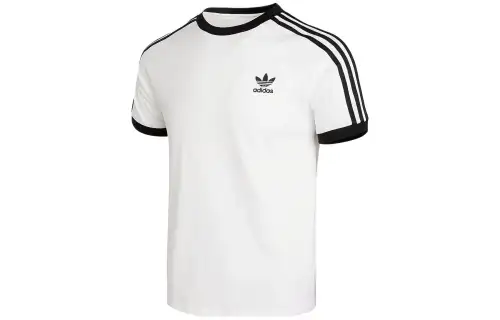 Adidas originals ADICOLOR 3-STRIPEST shirt Tee Logo letter stripe print round neck short sleeves white
