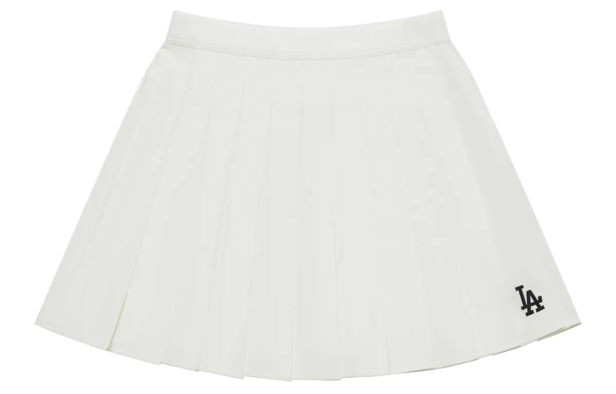 MLB Preppy Style Collection Los Angeles Dodgers SS24 Casual Short Skirts Women's Cream