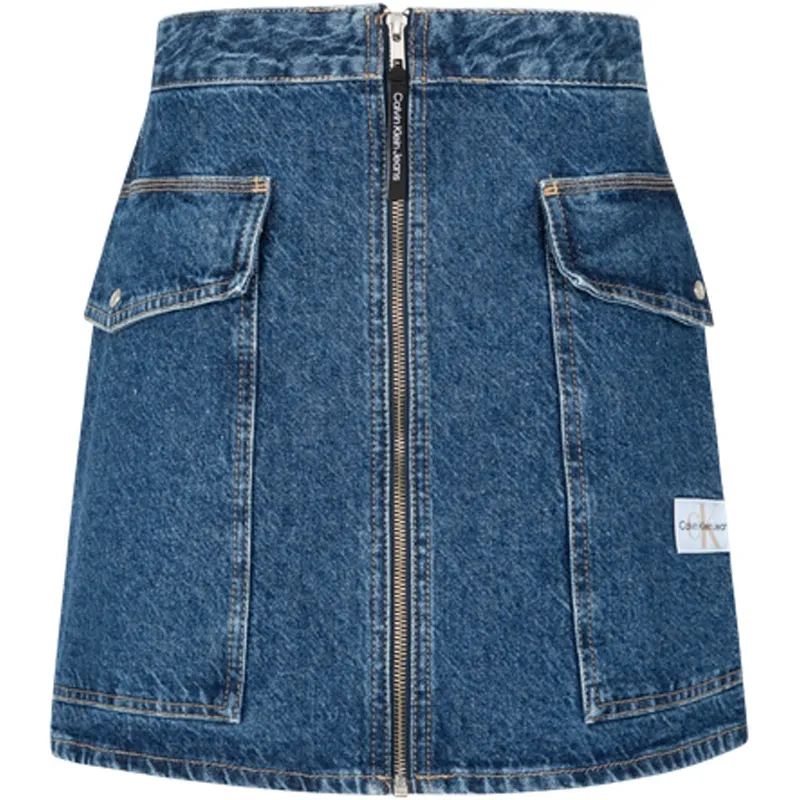 Calvin Klein Denim Short Skirts Women's Denim Blue Thin Short A-line Skirt