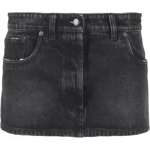 PRADA Denim Washed Ultra Mini Skirt 'Black'