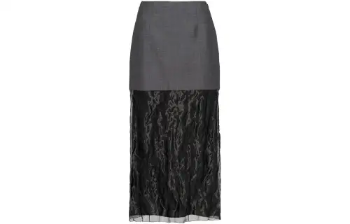 PRADA Casual Long Skirts Women's Gray Moderate Mid Length Patchwork Style
