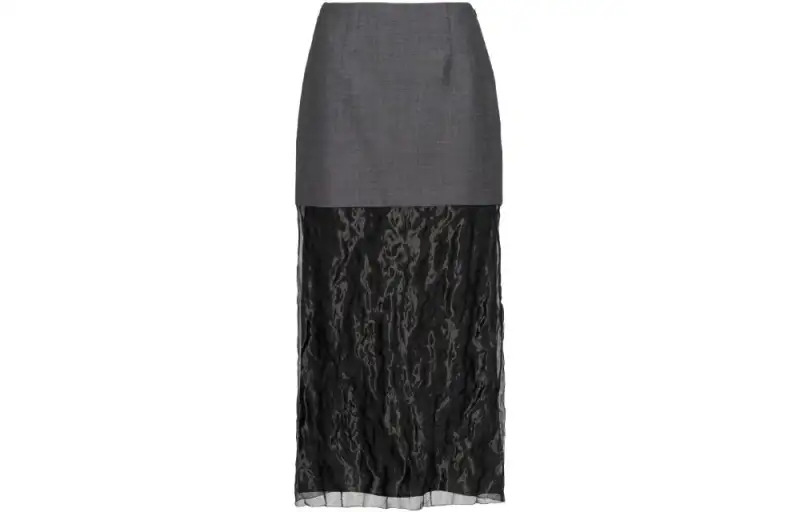 PRADA Casual Long Skirts Women's Gray Moderate Mid Length Patchwork Style