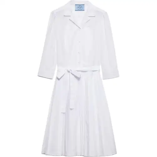 Prada pleated poplin mini shirt dress