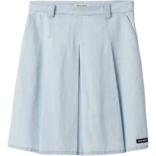 MIU MIU Pleated Chambray Skirt