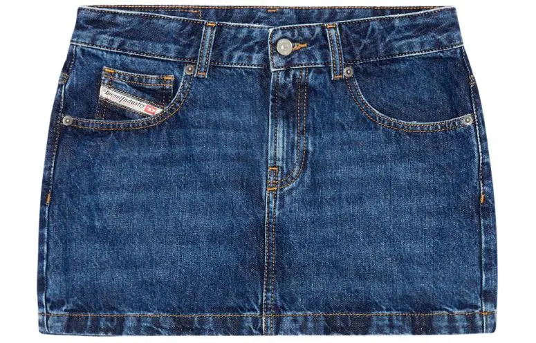DIESEL De Ron Whiskering Effect Denim Mini Skirt
