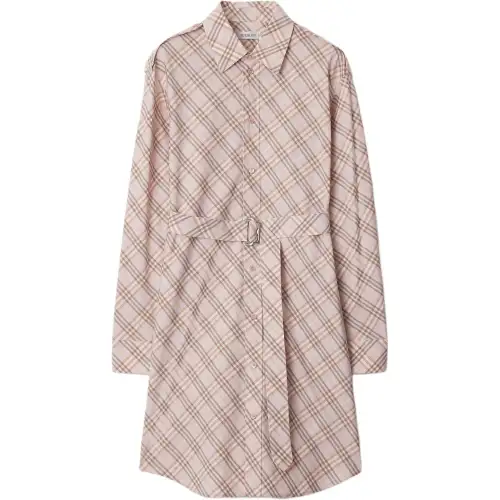 Burberry Checked Belted Waist Shirt Dress