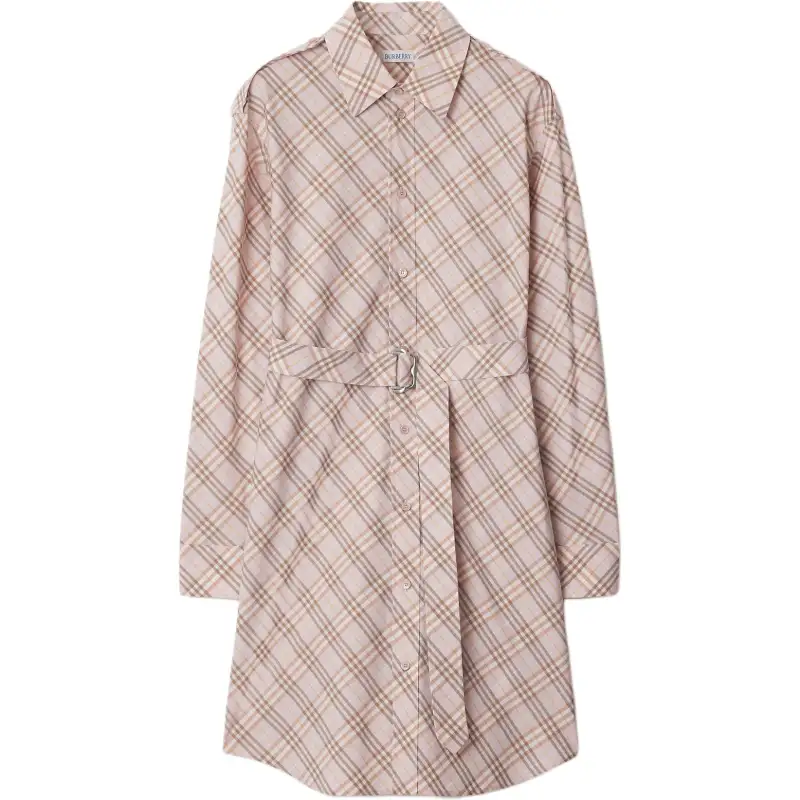 Burberry Checked Belted Waist Shirt Dress