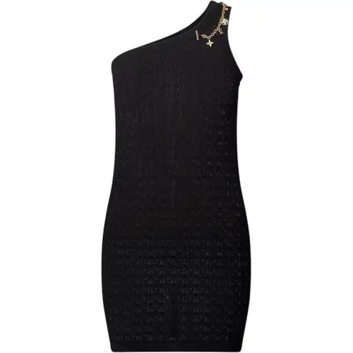 LOUIS VUITTON Asymmetrical Lace Knit Charm Dress