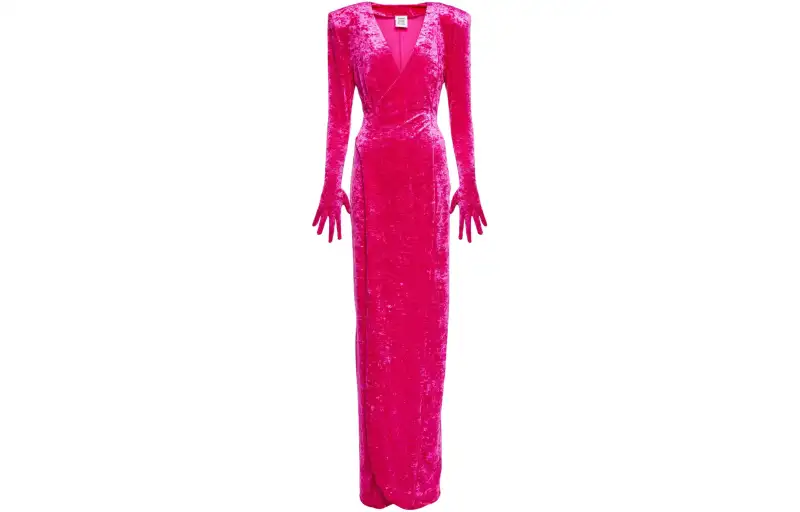 Vetements Evening Velvet Dynasty Dress With Gloves 'Pink'