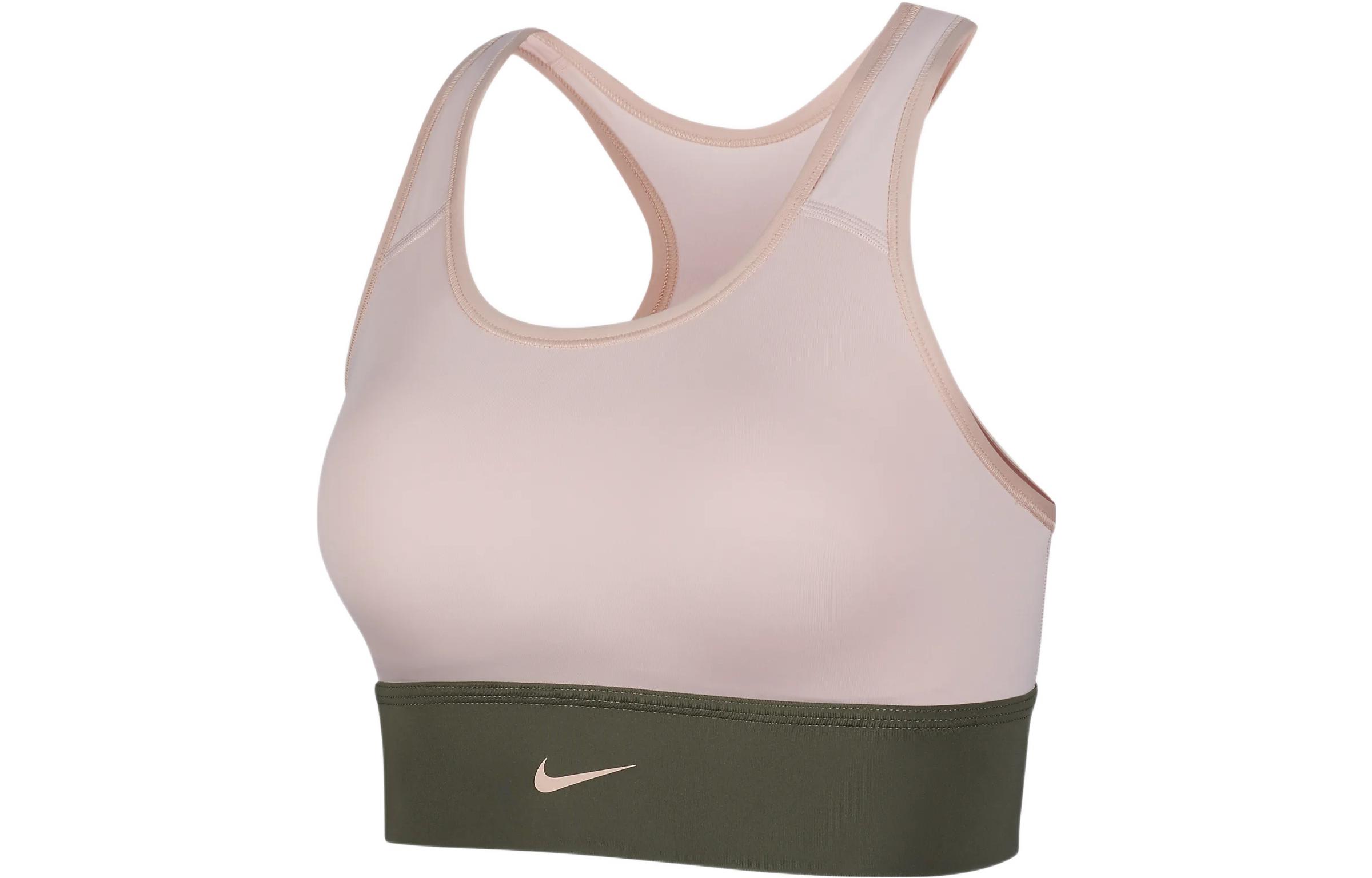 Nike Medium-strength support one-piece padded sports bra for women, atmospheric light pink