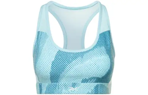 Reebok CYCLED Collection LUX PERFORM ALLOVER PRINT RACER BRA Sports Underwear Women's Blue