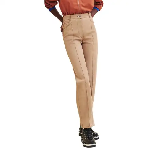 HERMES Jeans Women's Beige Moderate Straight Fit Pants