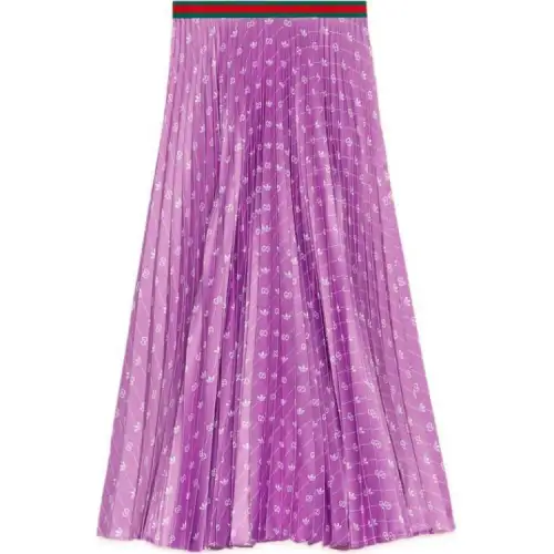 GUCCI X Adidas Satin Pleated Skirt Purple