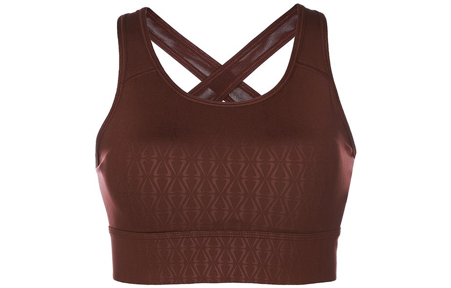 Nike Dri-Fit Medium Support Solid Color Breathable Padded Printed Athletic Tank Top Women's Red Brown