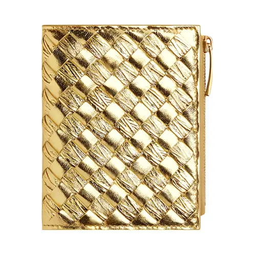 Bottega Veneta Lambskin Wallet Small Women's Gold
