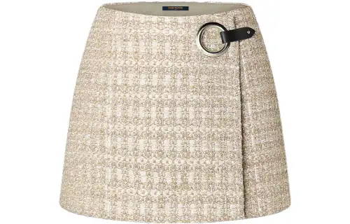 LOUIS VUITTON Lurex Tweed Mini Wrap Skirt