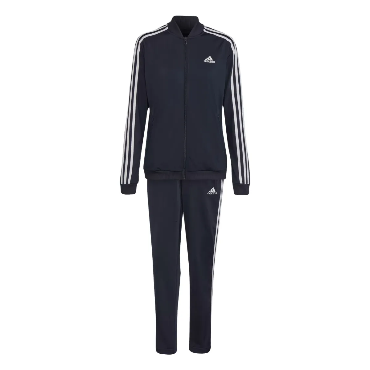Adidas ESSENTIALS3 Stripes SS25 Track Suit Primegreen Casual Suit Women's Ink/White
