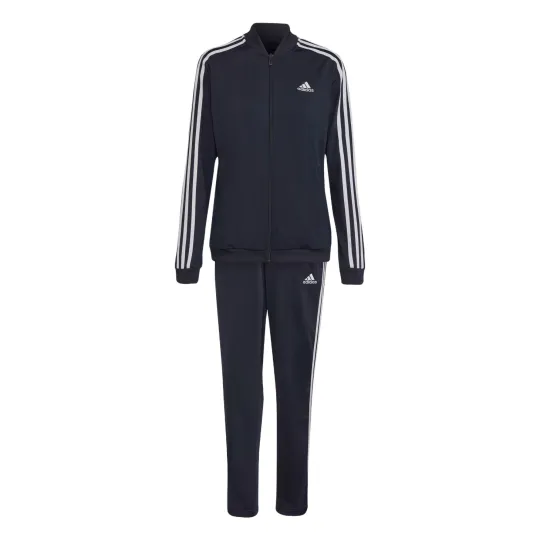 Adidas ESSENTIALS3 Stripes SS25 Track Suit Primegreen Casual Suit Women's Ink/White