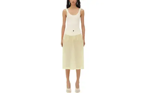 Bottega Veneta Light Cotton Gauze Skirt Casual Long Skirt Women's Light Yellow