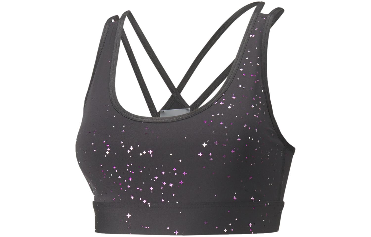 PUMA Mid Impact Stardust Crystal Sport Bra Sports Underwear Women’s Black