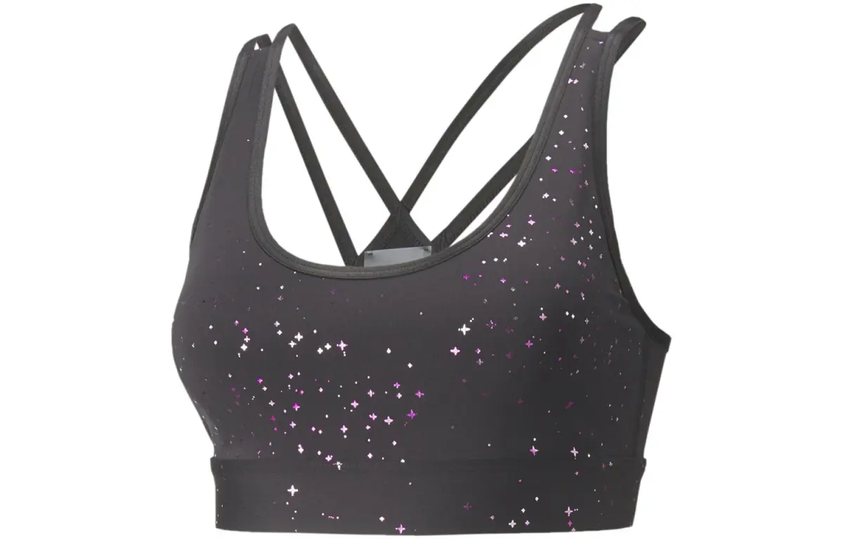 PUMA Mid Impact Stardust Crystal Sport Bra Sports Underwear Women's Black