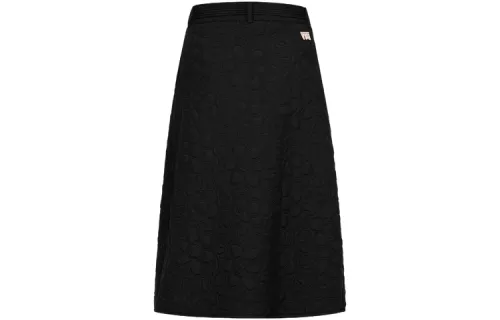 EVISU Casual Long Skirts Women's Black Moderate Mid Length A Line Skirt